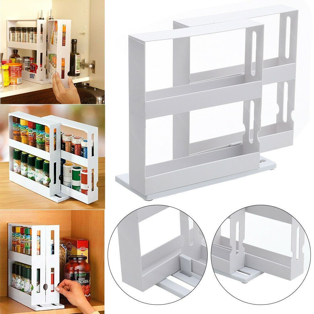 Multi-Function 2 Tier Double Layer Rotate Spice Storage Rack