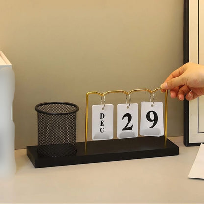 Metal Calender with Pen Holder