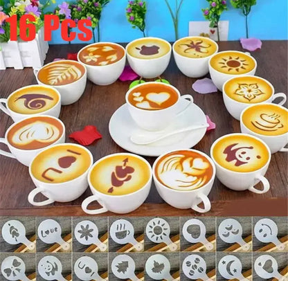 Pack of 16 Pcs Coffee Stencils