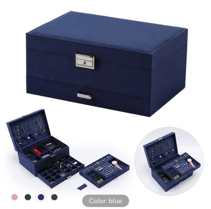 3 Layer Leather Jewellery Box Organizer