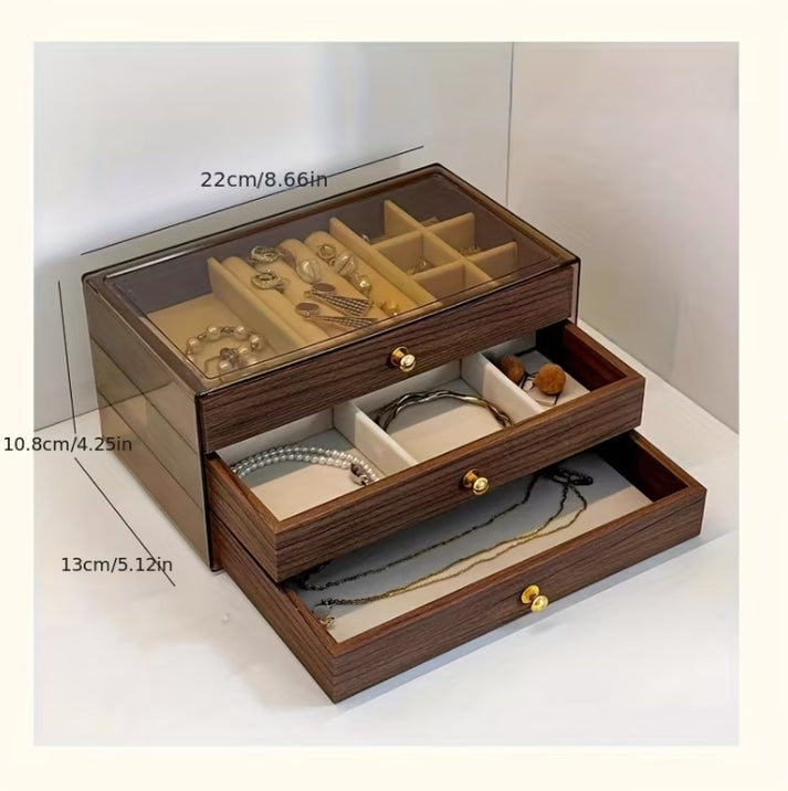 3 layer Wooden Jewellery Box with Drawers