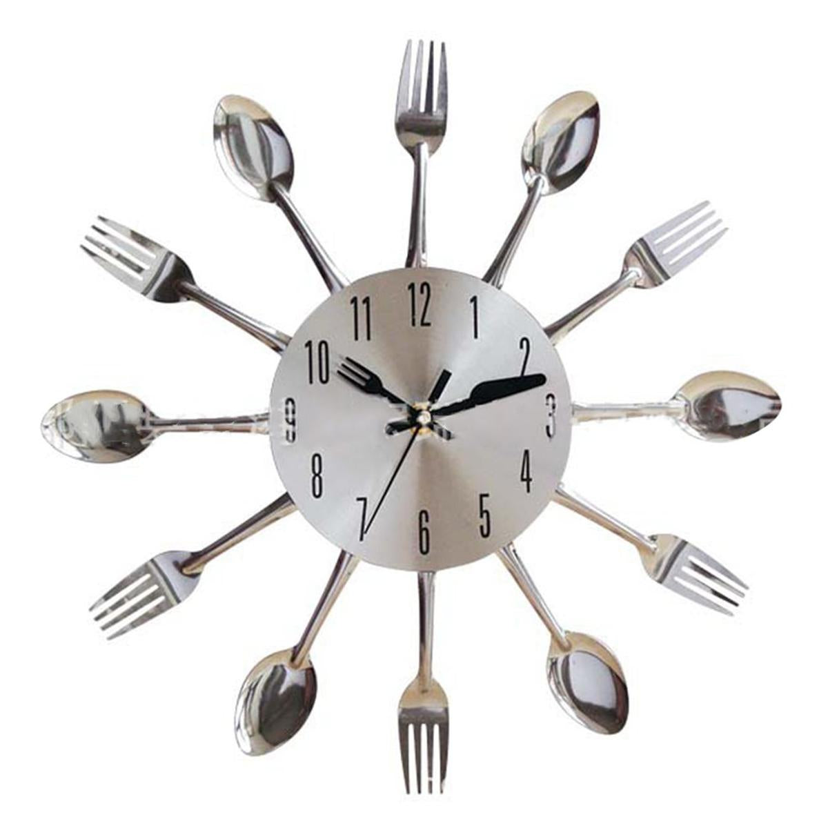 Spoon and Fork Silver Wall Clock