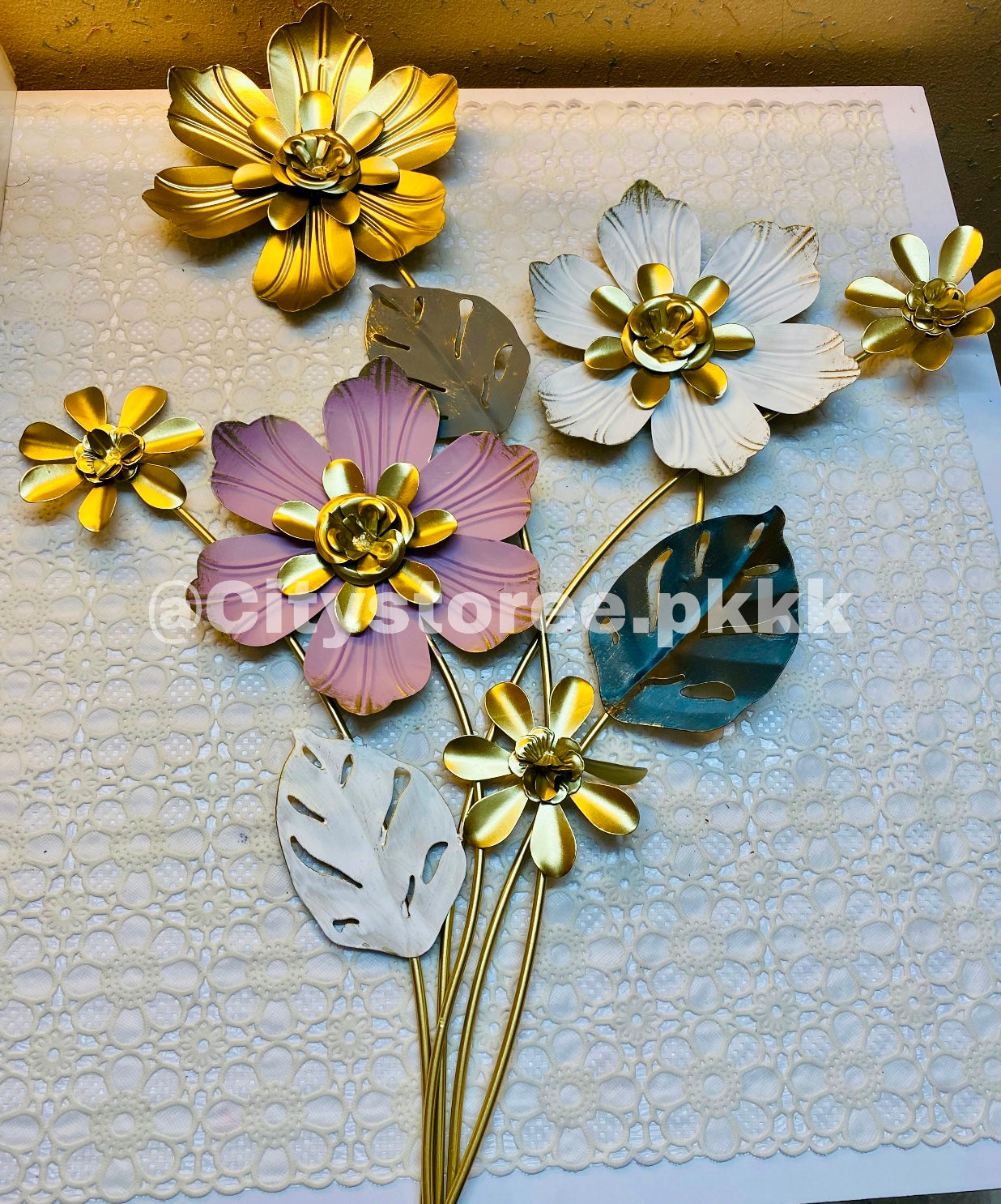 New Flower Golden Metal Wall Motif For Home Decoration Wall Decor