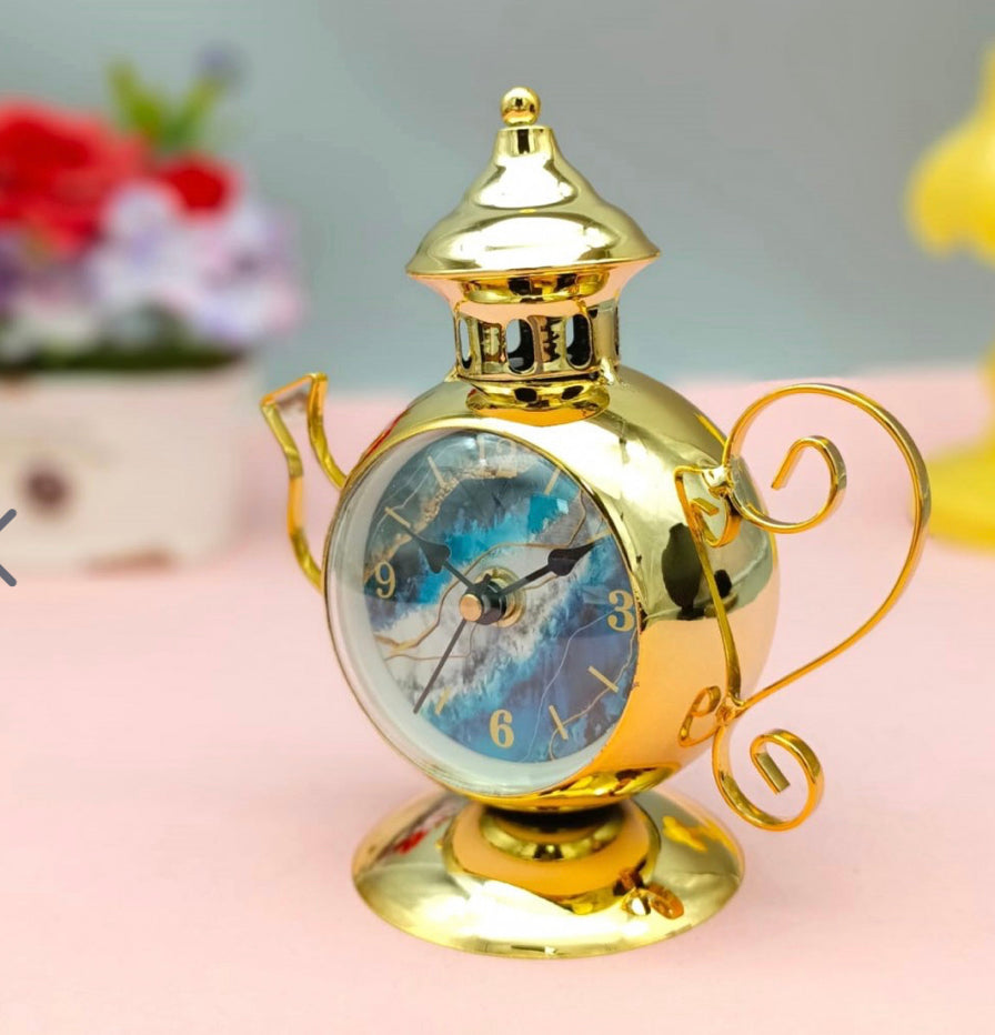 Kettle Design Metal Table Clock for Home Decor