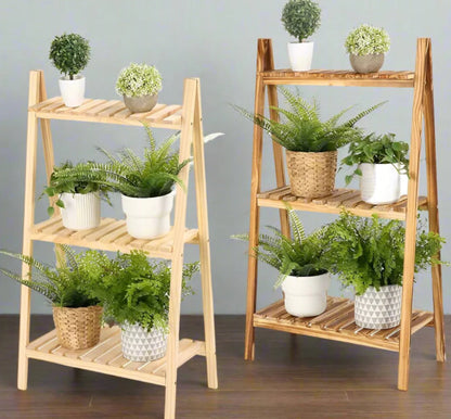 3 Step Wooden Ladder Plant Stand for Decoration