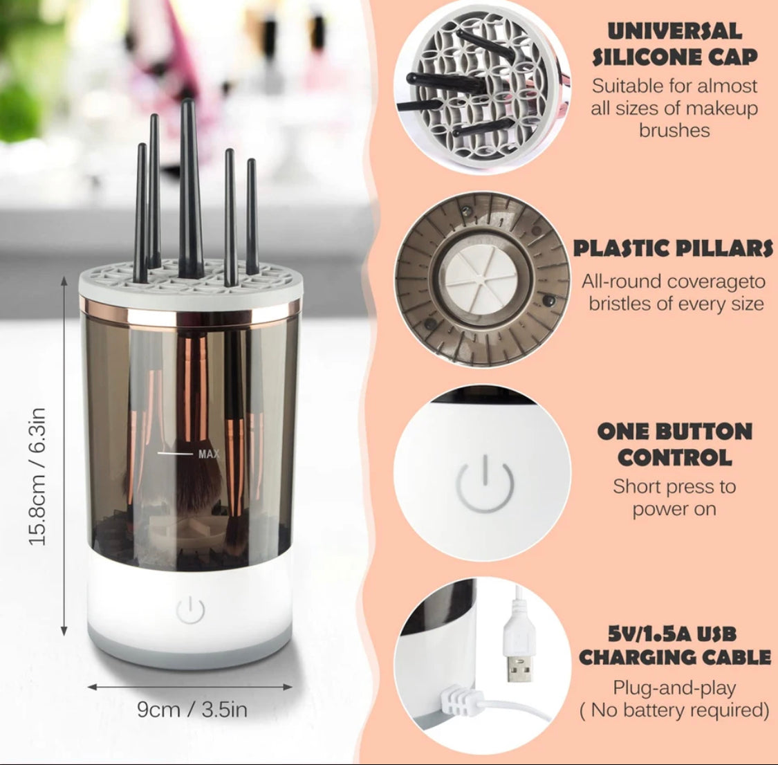 Automatic Makeup Brushes Cleaner Cleaning Machine