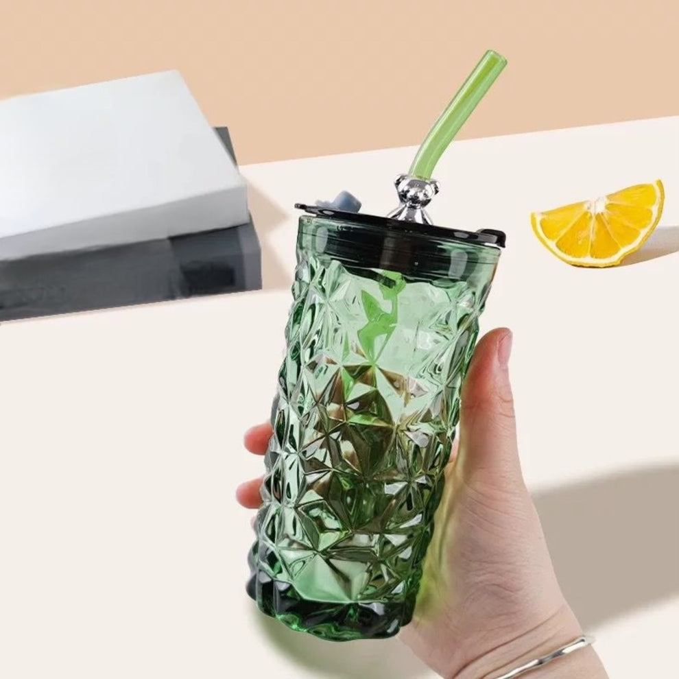 Coffee Glass with Straw and Bear