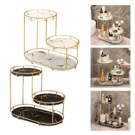 3 Layer Marble Cosmetic Makeup Organizer Rack