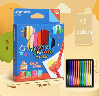 12 Colours Plastic Crayons For Kids