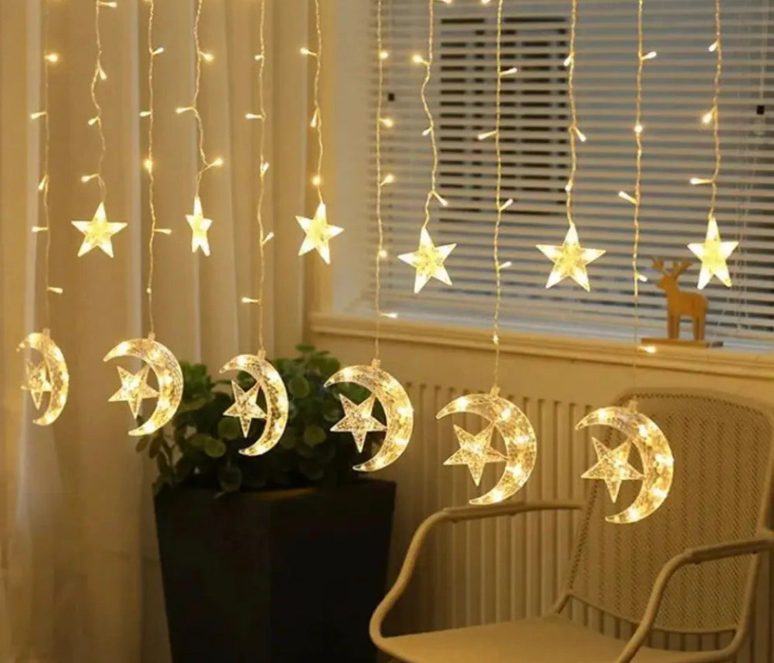 10 ft Moon and Stars Curtain Fairylights