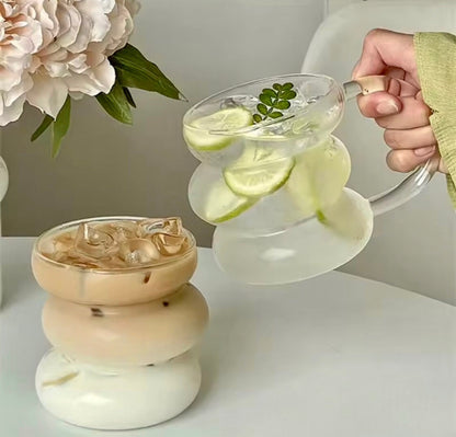 450ml Wavy Design Coffee Glass Mug