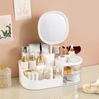 Makeup Cosmetic Organizer with Mirror and Light