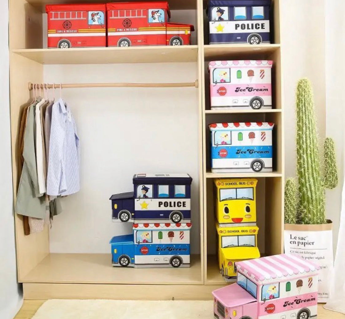Foldable Bus Shape Storage Box for Toys Kids