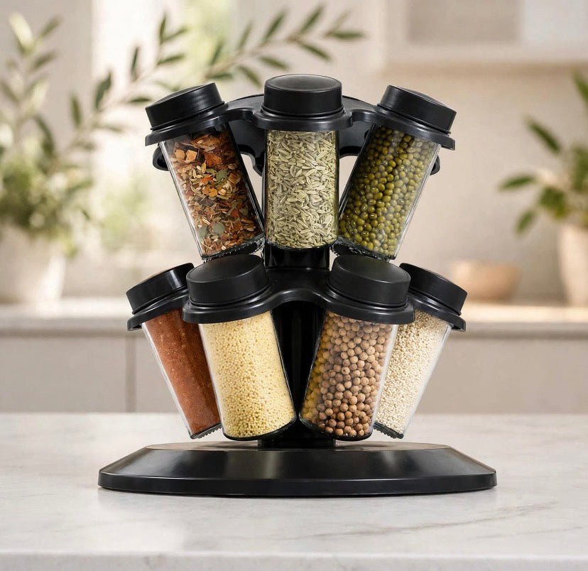 12 Pcs Rotating Glass Spice Jars