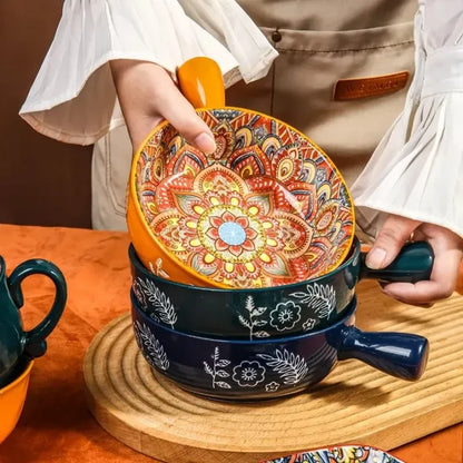 Ceramic Serving Ramen Bowl with Handle