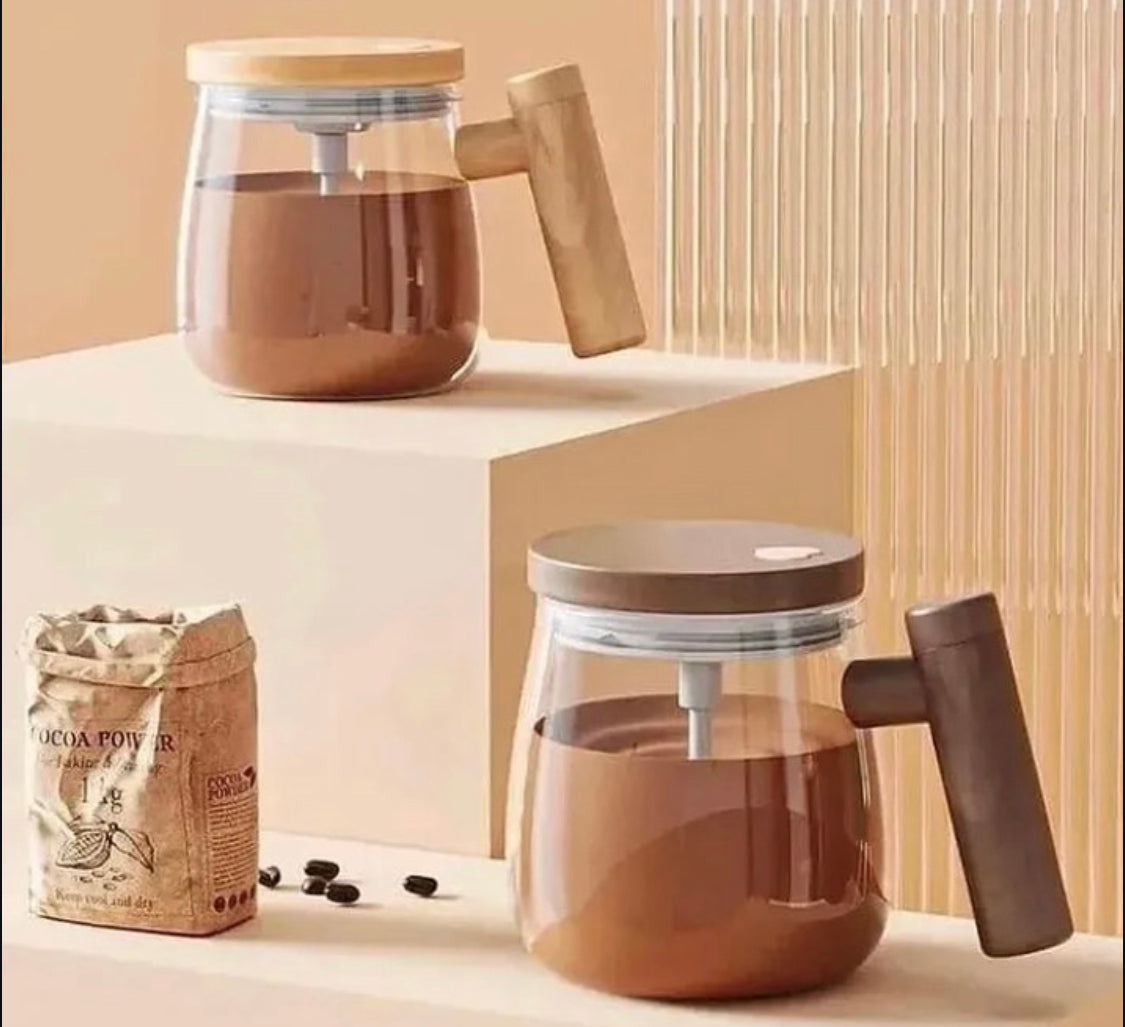 400ml Automatic Self Stirring Coffee Glass Cup with Lid