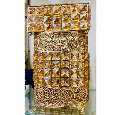 Crystal Metal Dustbin and Tissue Box Set