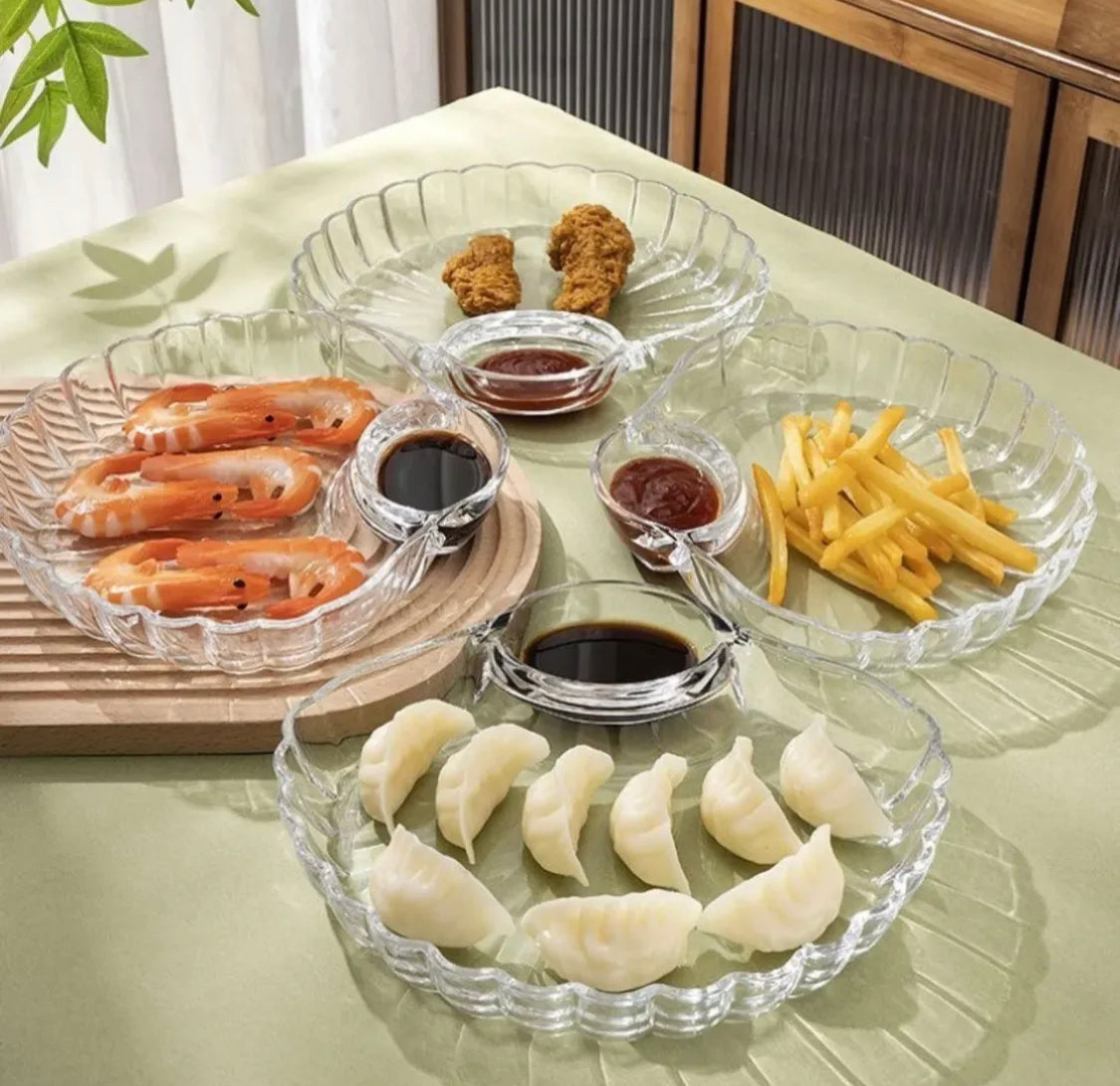 Shell Snack Plate with Sauce Portion