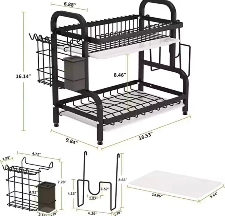 Metal Black Dish Draining Rack Stand