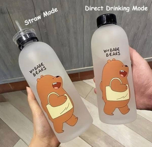 1000ml Bear Water Bottle with Straw