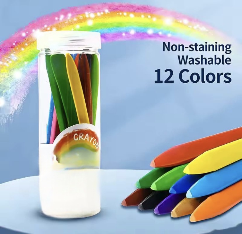 12 Pcs Washable Plastic Crayons for Kids