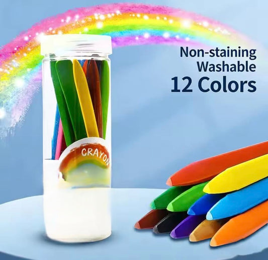 12 Pcs Washable Plastic Crayons for Kids