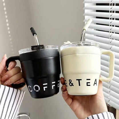 480ml Coffee Mug with Lid and Straw