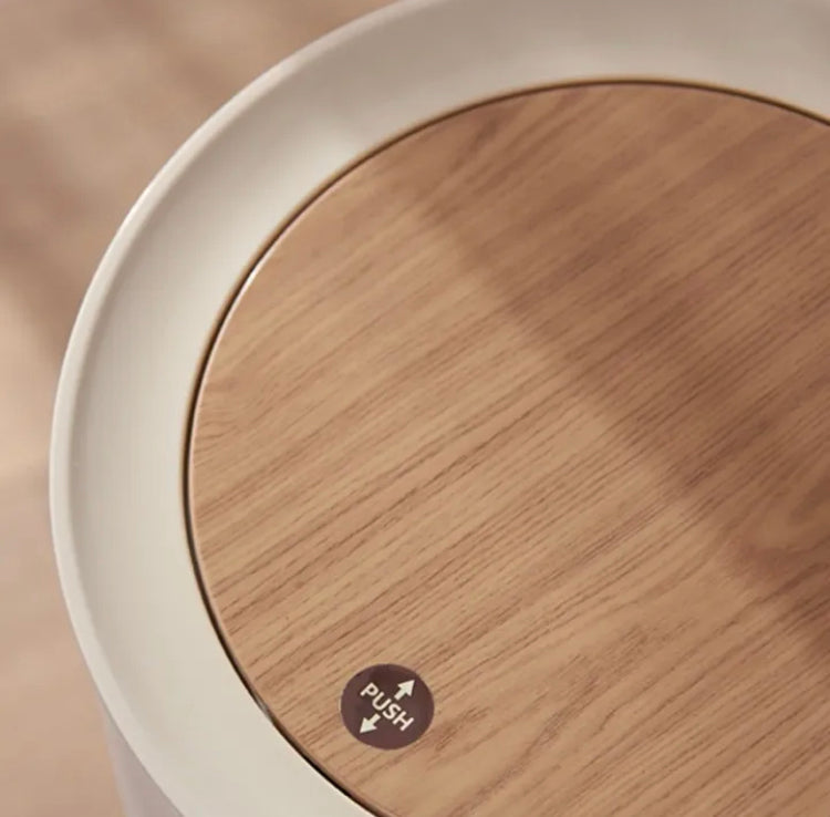 Wooden Plastic Square Dustbin with Lid