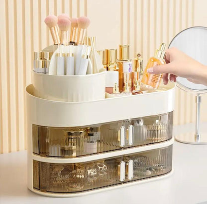 New 2 in 1 Makeup Organizer + Brushes Holder Multi Layer Cosmetics Storage Box