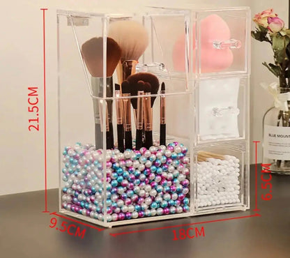 Acrylic Makeup Brush Organizer with Drawer Holder