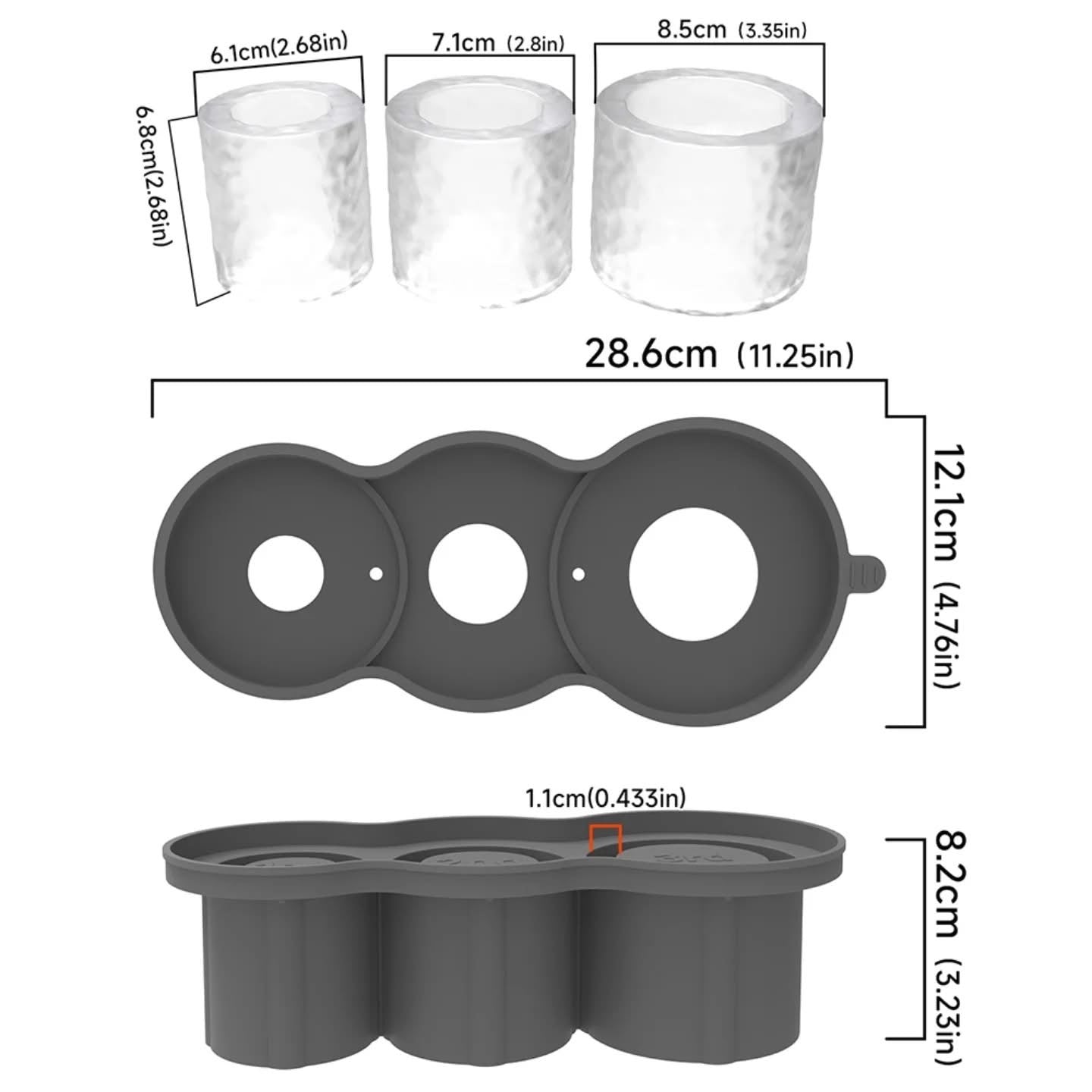 Tumbler Silicone Ice Cube Tray with Steel Tong
