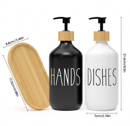 2 Pcs Handwash Soap Bottles with Tray