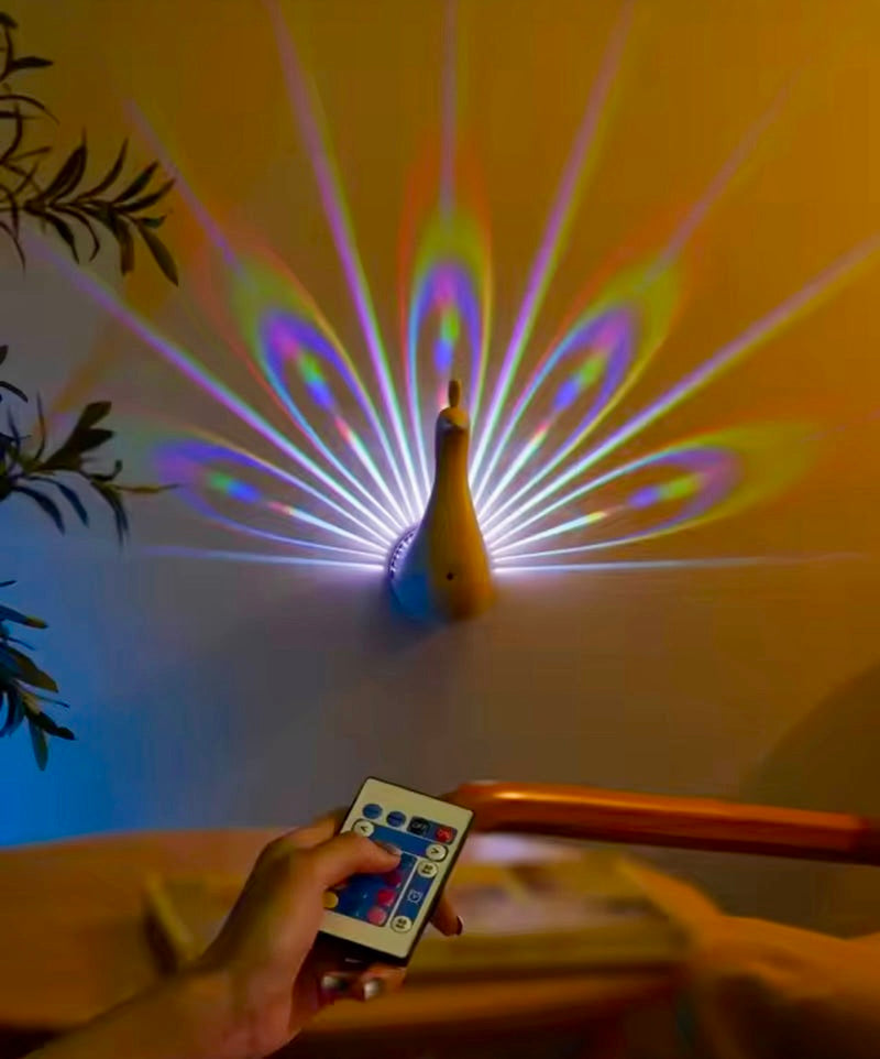 7 Colour Peacock Star Projector Lamp with Remote