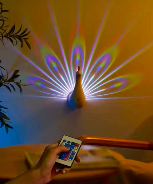 7 Colour Peacock Star Projector Lamp with Remote