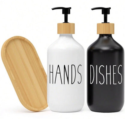 2 Pcs Handwash Soap Bottles with Tray