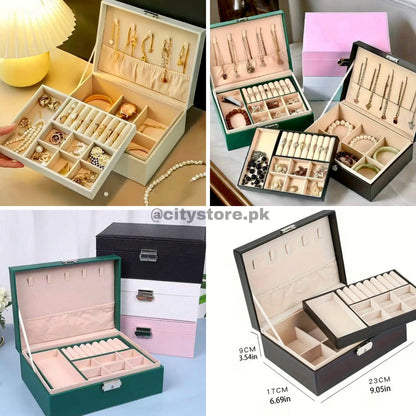 Leather Jewellery Box Organizer with Drawers