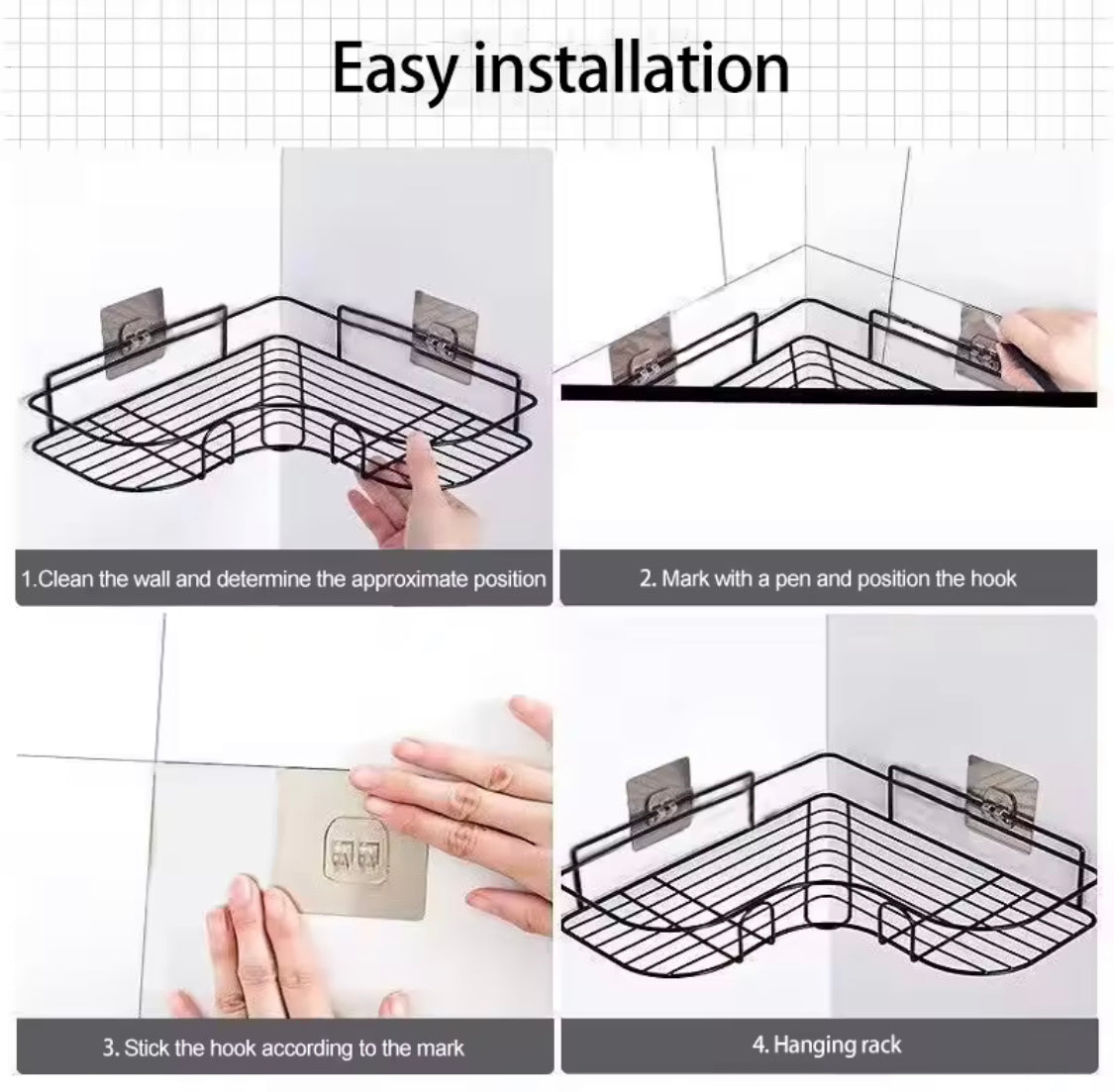 Wall-Adhesive Iron Corner Shelf