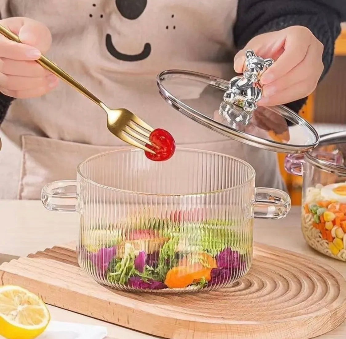 2 Liter Glass Cooking Pot with Lid