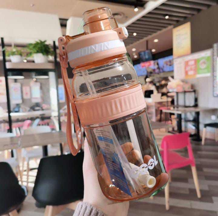 New Trendy 820ml Water Bottle with Spring Straw