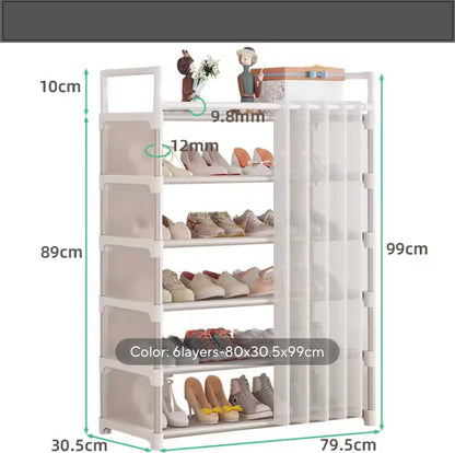 Multi-Layer Shoe Rack with Curtains
