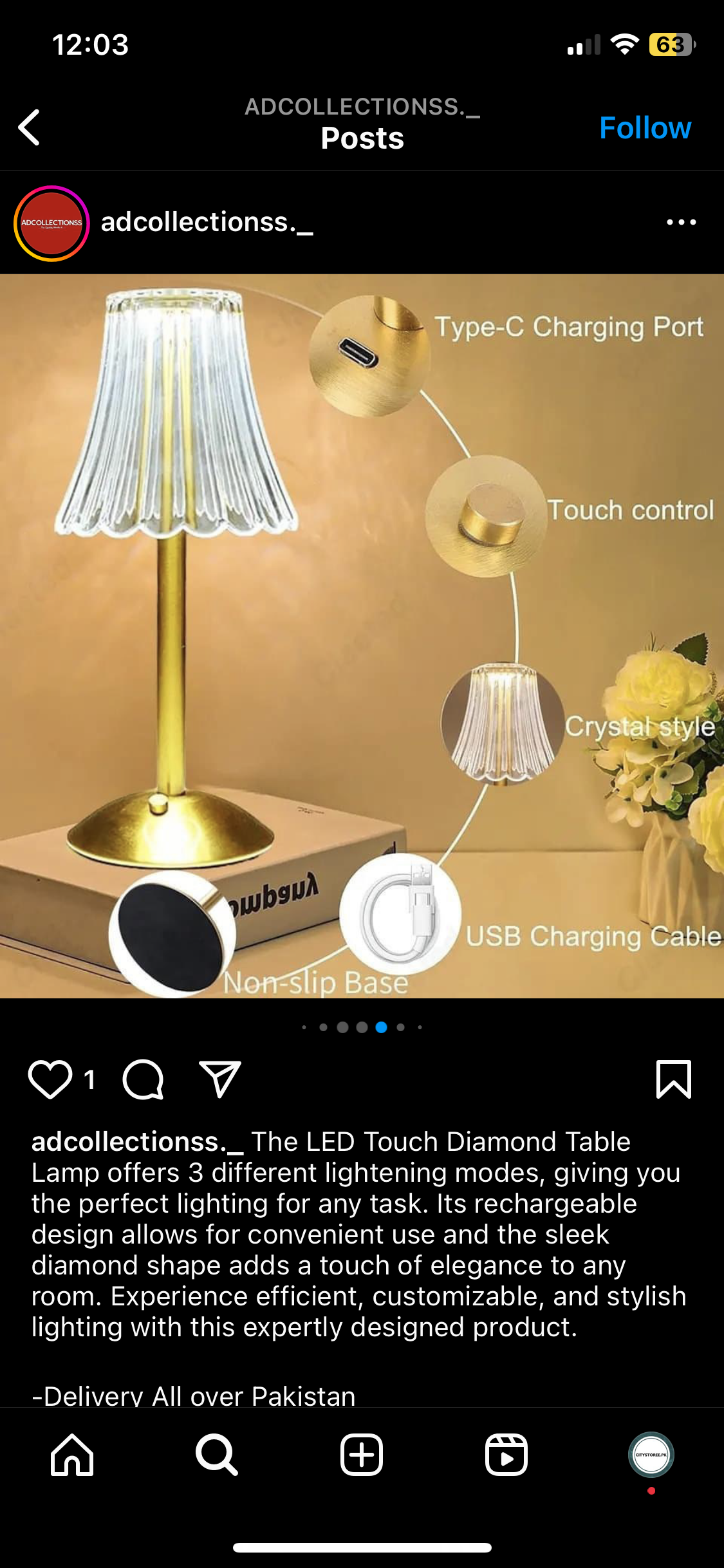 LED Touch Diamond Table Lamp with 3 Modes Changeable