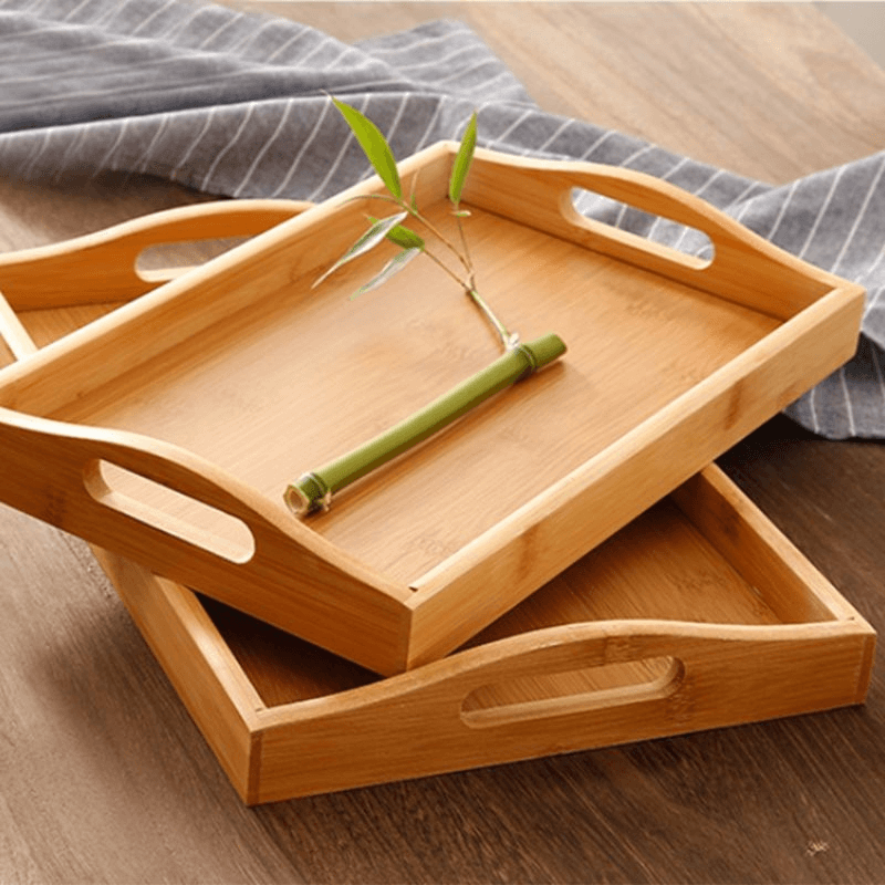 3 Pcs Wooden Serving Tray Set