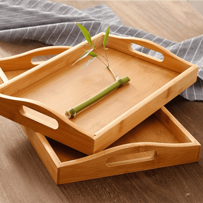 3 Pcs Wooden Serving Tray Set