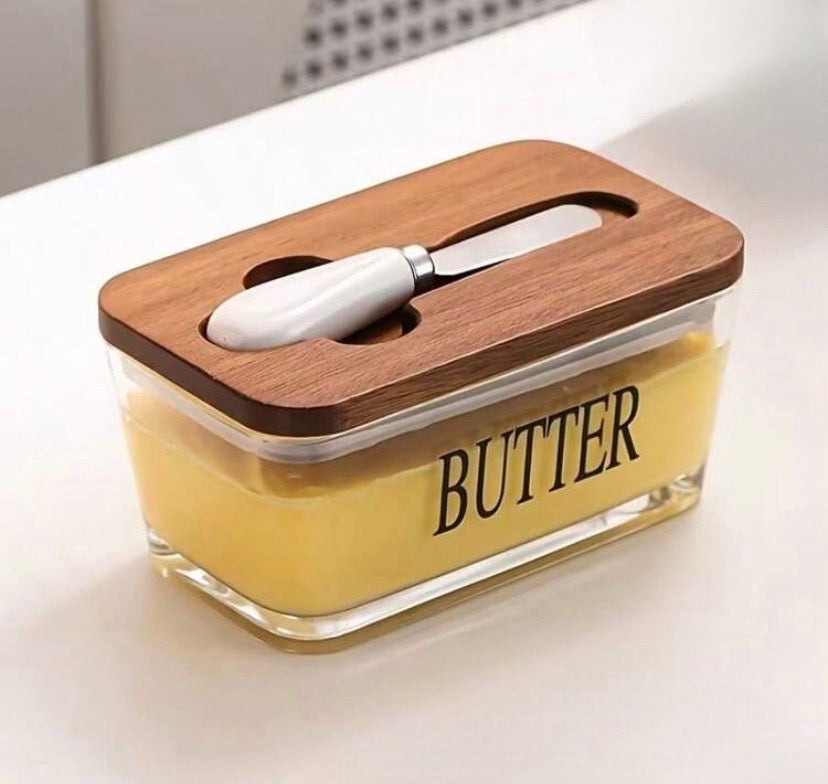 500ml Butter Dish Box with Wooden Lid