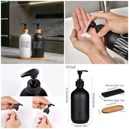 2 Pcs Soap Dispenser Set with  Tray