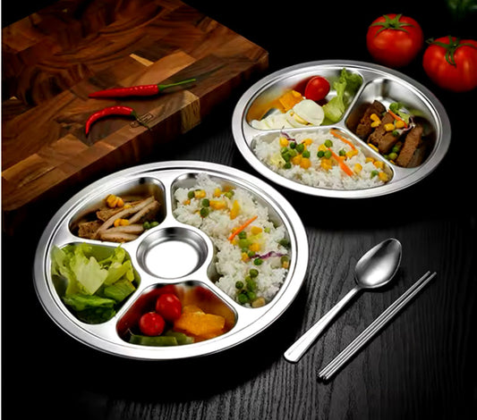 6 Portion Stainless Steel Plate