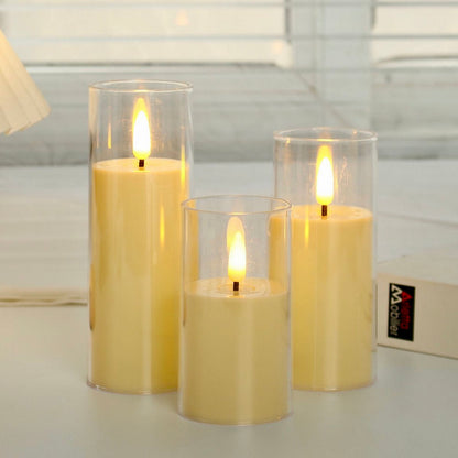 Led Burning Candle with Glass