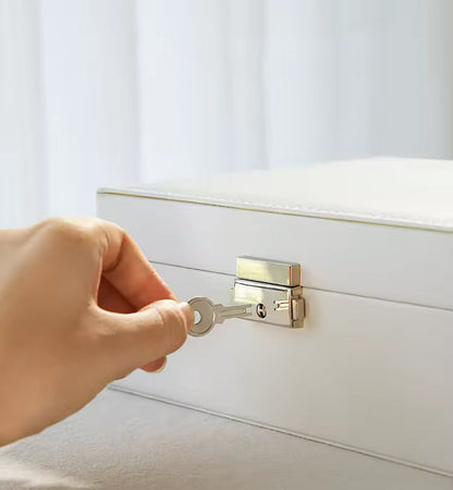 Double Layer Leather Jewellery Box with Lock