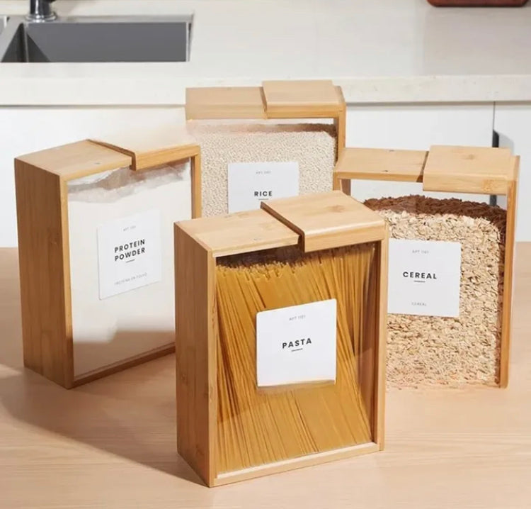 Wooden Rice & Cereal Jar with Magnetic Lid