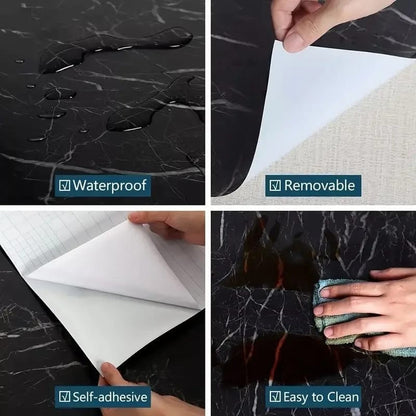 Black Marble Design Waterproof Sheet (60cm by 200cm)